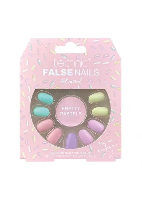 Накладні нігті із клеєм Cosmetics False Nails Almond "Pretty Pastels" Technic (301417106)