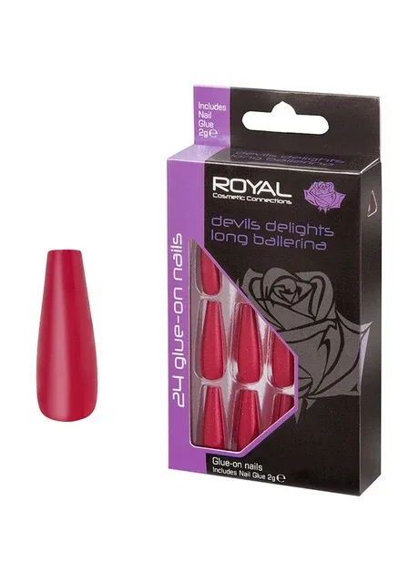 Накладні нігті в комплекті із клеєм Cosmetics 24 Glue-On Nail Tips "Devils Delights Long Ballerina" Royal (301417128)