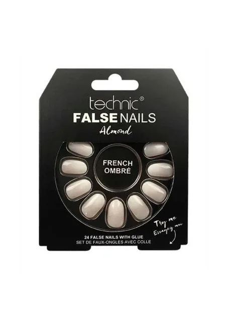 Накладні нігті із клеєм Cosmetics False Nails Almond "French Ombré" Technic (301417099)