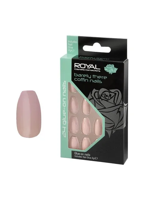 Накладні нігті в комплекті із клеєм Cosmetics 24 Glue-On Nail Tips "Barely There Coffin" Royal (301417172)