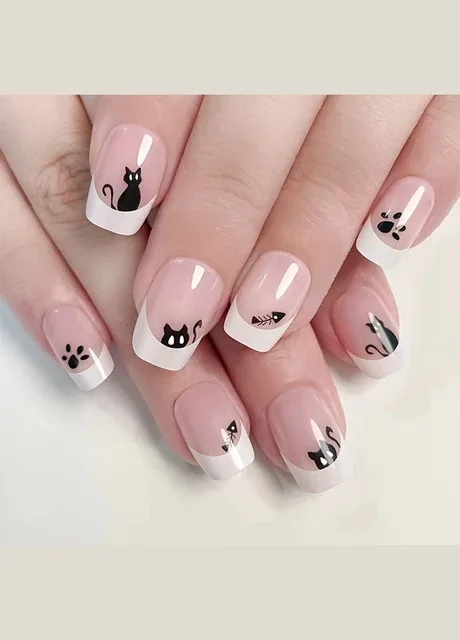 Набір накладних нігтів в комплекті з двостороннім скотчем - French Cat Nails (316258142)