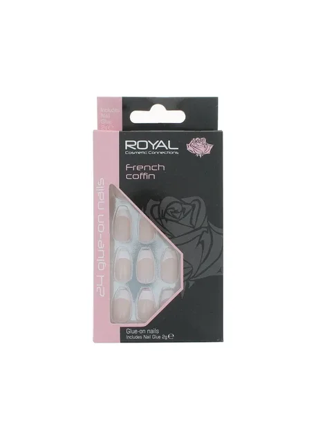 Накладні нігті в комплекті із клеєм Cosmetics 24 Glue-On Nail Tips "French Coffin" Royal (301417124)