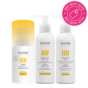 Набір засобів догляду за тілом Babe Laboratorios Set (deo/50ml + oil/soap/100ml + milk/100ml)
