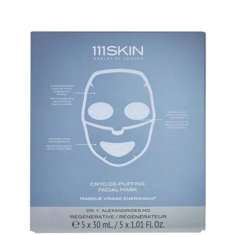 Кріо-енергетична маска для обличчя проти набряків Cryo De-Puffing Facial Mask 111SKIN, 5 шт × 30 мл
