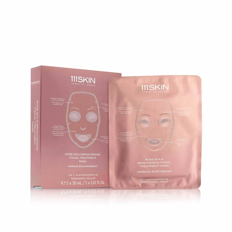 Освітлююча маска для обличчя Rose Gold Brightening Facial Treatment Mask 111SKIN, 5 шт × 30 мл