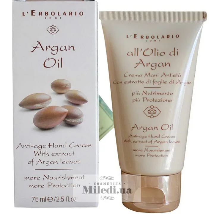 Крем для рук з маслом Арганії L`Erbolario Olio di Argan Crema Mani Antieta 75 мл
