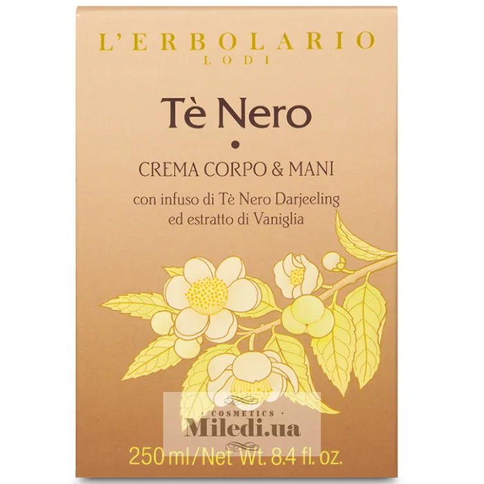 Крем для рук та тіла Чорний чай L'Erbolario Crema Corpo & Mani Tè Nero 250 мл