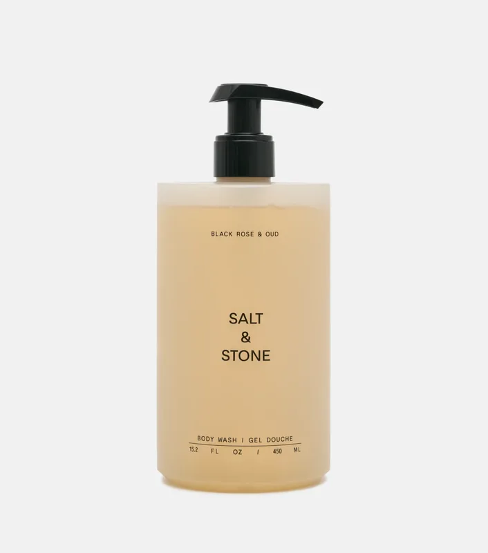 Антиоксидантний гель для душу з ароматом чорної троянди та уду Body Wash Black Rose & Oud Salt & Stone