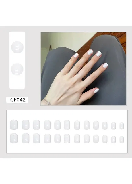 Накладні нігті з клеєм Bananahall CF042 Білий 24 шт (A9494) No Brand (389078034)