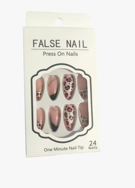 Накладні нігті в комплекті зі скотчем - Pink leopard Nails (296576367)