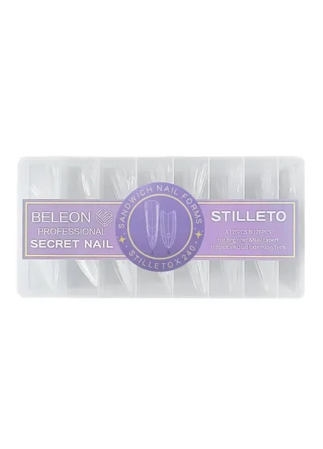 Тіпси гелеві для нарощування нігтів Professional Sandwich Stiletто подвійні 120 пар Beleon (404989590)