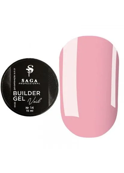 Гель для нарощування Builder Veil Gel №14 15 мл (Приглушено рожевий) Saga (376998001)