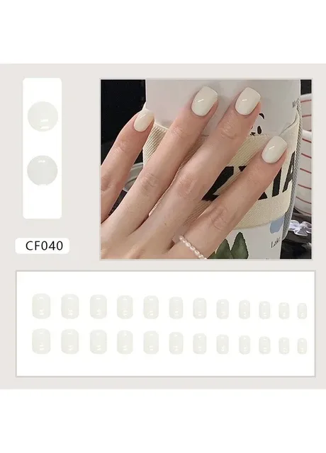 Накладні нігті з клеєм Bananahall CF040 Білий 24 шт (A9590) No Brand (389077861)