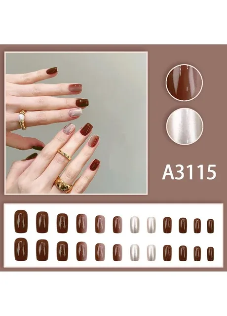 Накладні нігті з клеєм Bananahall A3115 Коричневий 24 шт (A9497) No Brand (389077821)