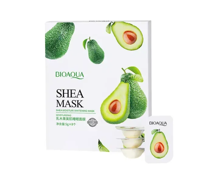 Маска нічна для обличчя BIOAQUA Shea Mask Олія Ши 8 штук по 5 г зволожуюча