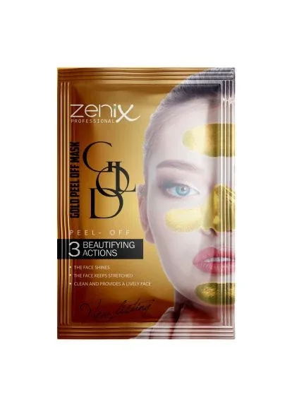 Золота оживляюча маска-плівка для обличчя з гекторитом, 15 г Zenix (280930625)