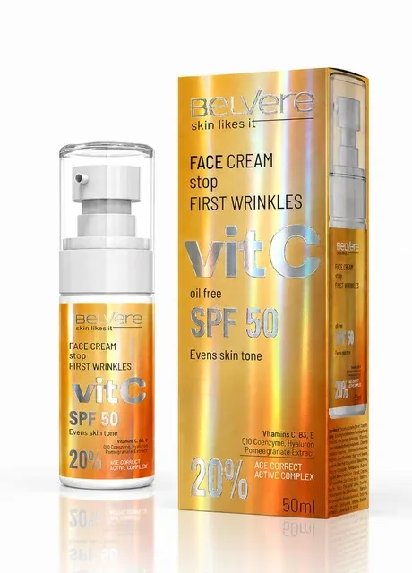 BelVere Крем для обличчя VitC SPF 50 з вітаміном C для профілактики перших зморшок, 50 мл — Крем, Польща (401466257)