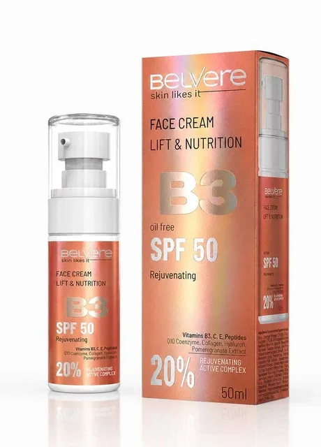 BelVere Крем для обличчя B3 SPF 50 з вітамінами B3, C та E, 50 мл — Крем, Польща (401466253)