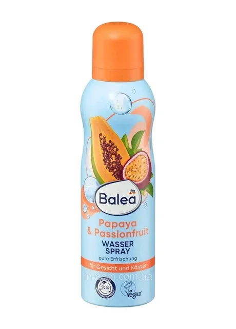 Освіжаючий спрей для обличчя та тіла Papaya & Passionfruit Water Spray 150 мл Balea (395580238)
