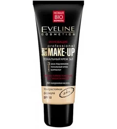 Крем тональний 3 до 1 EVELINE PROFESSIONAL Art. MAKE-UP натуральний 30мл.